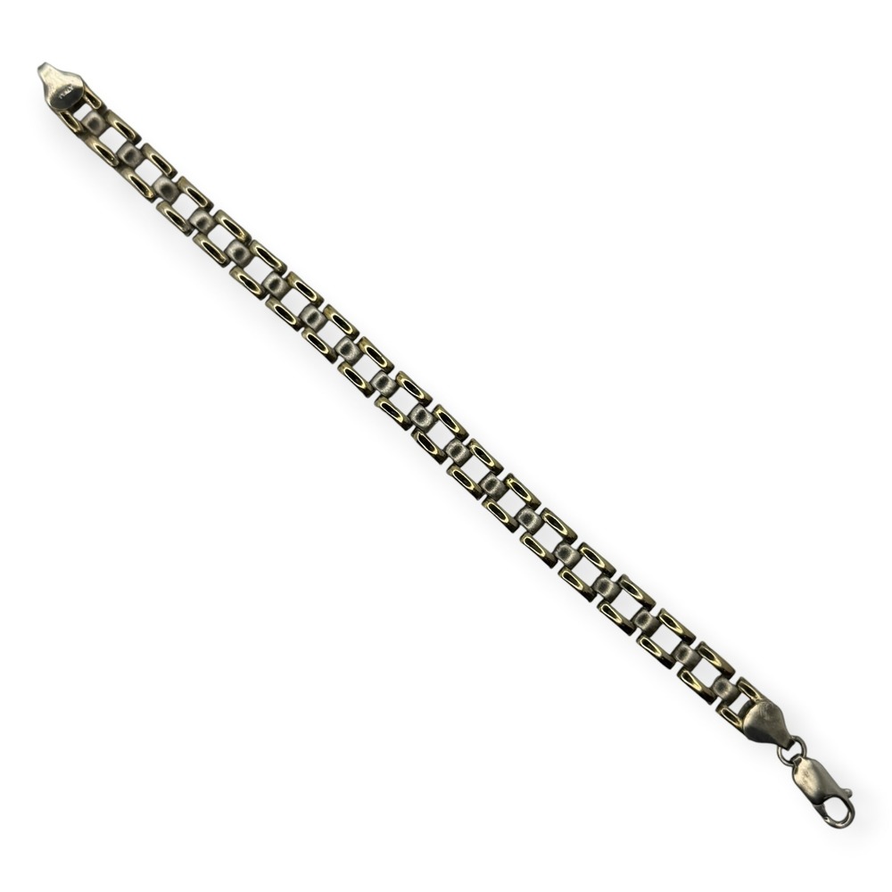 Vintage Link Bracelet Sterling Silver 7.25" Silver Italy 925 Geometric Link